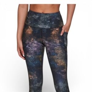RBX Activewear Galaxy Print Leggings High Waisted Pockets Women L G